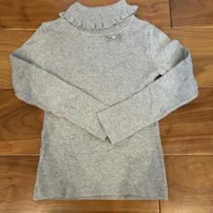 familiar グレー フリルタートルネック 120