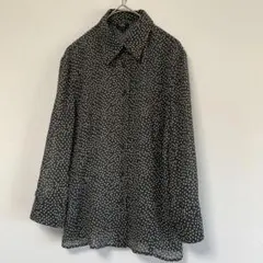 【美品】カルバンクライン　茶系　ドット　ブラウス　Calvin Klein
