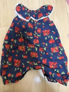 チェリー柄ロンパース サイズ80 ネイビー