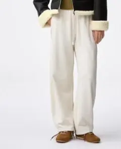 GU スウェットバレルレッグパンツ Sサイズ ナチュラル