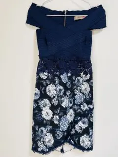 【値下げ】オフショルダー フラワーレース 花柄 バンテージ ミニ タイト ドレス