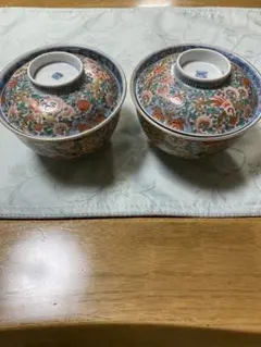 江戸時代古伊万里花鳥蓋碗2客　⭕️様専用