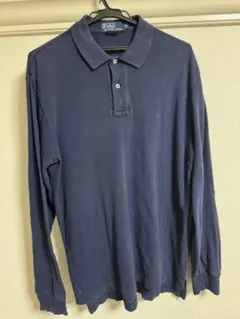 Ralph Lauren ネイビー 長袖ポロシャツ ロゴ刺繍付き