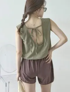 新品【CIAOPANIC TYPY】バックリボンオールインワン水着2点セット　M