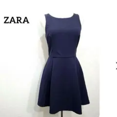ZARA ザラ レディース フレアワンピース ネイビー M