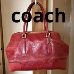 COACH コーチ　シグネチャー　レザー ハンドバッグ レッド