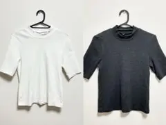 【美品】ユニクロ五分丈トップス2点まとめ売り Mサイズ ベーシックデザイン