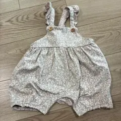 花柄ロンパース ベージュ フリル付き