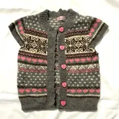 ミキハウス ノルディック柄 ベスト ニット 100 b