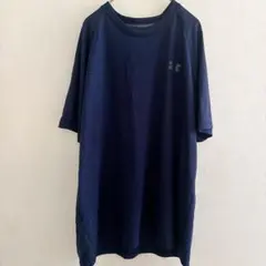 ★UNDER ARMOR 幾何学柄 半袖 Tシャツ クルーネック LG 紺