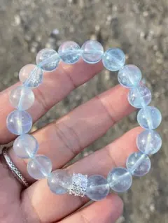 土日限定セール　一点物　透明感抜群天然アクアマリンブレスレット