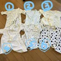 ホワイト コンビ肌着 50-60cm 6点セット