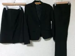 102497 レディース　スーツ3点セット　黒ストライプ　9AR64