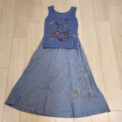【美品】TABASA刺繍セットアップカットソー&フレアースカート セットアップ