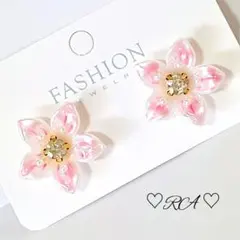 ハンドメイド　春…桜…１粒のジルコニア