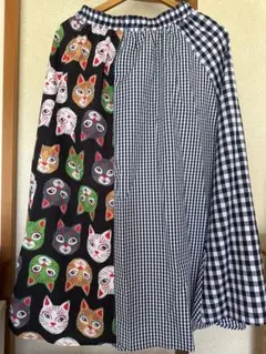新品 ScoLar 猫 総柄 ギンガムチェック ロングスカートのサムネイル