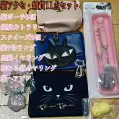 猫雑貨 猫グッズ 11点セット まとめ売り 黒猫 イヤリング ネコ好き アクセ
