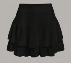 フリル付きブラックミニスカート