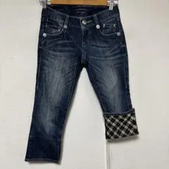 バーバリーブルーレーベル クロップドパンツ ビンテージ加工デニムパンツ34
