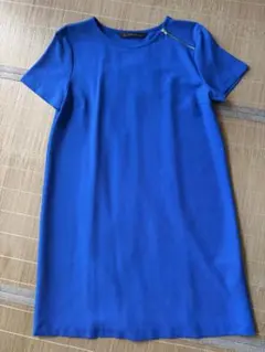 ZARA BASIC 背中に透け素材のプリーツ入りひざ丈ワンピース　未使用品