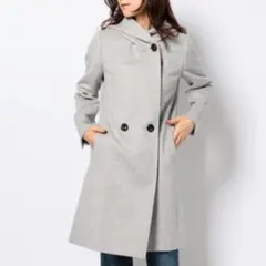 23区 ウール アンゴラ混 ビーバーフーデットコート グレー　M
