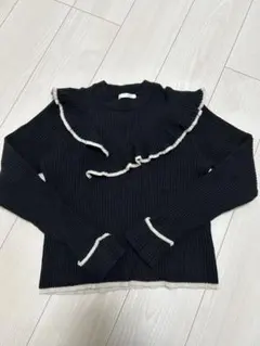 CHICO フリル付きブラックニットセーター