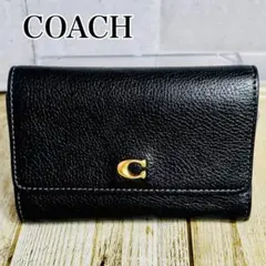 極美品✨コーチ 三つ折り財布 エッセンシャル レザー ブラック ゴールド金具