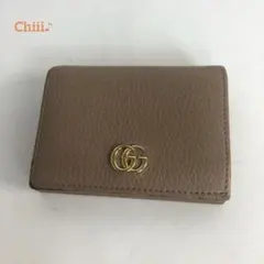 GUCCI グッチ GGマーモント 二つ折り財布 レザー ベージュ コンパクト