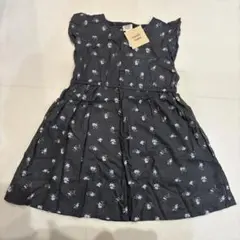 グレー フラワープリント 半袖ワンピース 110 花柄 女の子 ワンピース