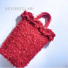 高級尾州キラキラジュエルリボンツイード♡フリルトートバッグ　S