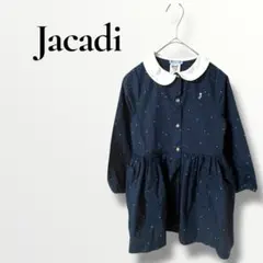 Jacadi ジャカディ　ネイビー　ドット柄　ワンピース　116cm 刺繍