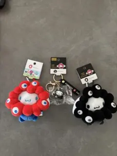【3個セット】ミャクミャク シナモロール カラビナ付、キーホルダー