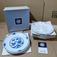 たち吉　染付　てっせん　中皿　19cm 5枚セット　未使用枚セット