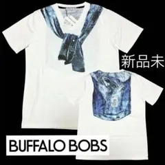 新品未 BUFFALO BOBS Vネック トロンプルイユ 騙し絵 Tシャツ Lのサムネイル