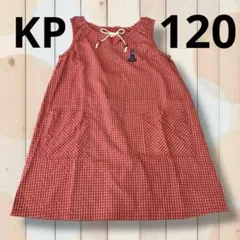 KP ノースリーブワンピース　120 レッド　ギンガムチェック　オシャレ　うさぎ