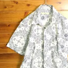 グローバルワーク　柄シャツ　半袖シャツ　ペイズリー柄　総柄　Ⅼ　カジュアル　古着のサムネイル