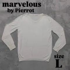 【marvelous by Pierrot 】(L) Vネックセーター 白のサムネイル