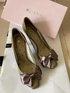 Diana オリーブグリーン リボン パンプス