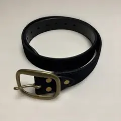 黒のレザー ベルト 真鍮バックル