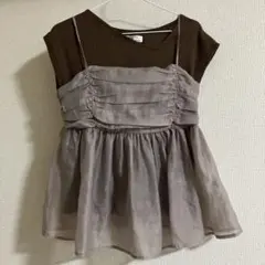 URBANITY フリルキャミソール ブラウン/グレー　セット売り