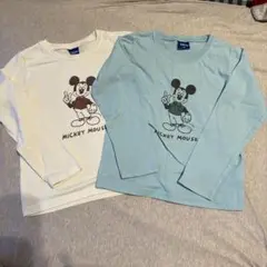 ミッキーマウス 長袖Tシャツ 130cm アイボリー 水色