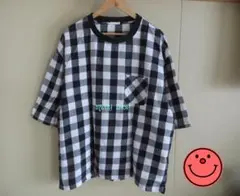 GU❊チェック柄 半袖Tシャツ.メンズXL