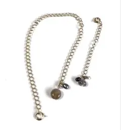 ブラウン系天然石付き　アジャスターチェーン2本セット　ニッケルフリー素材