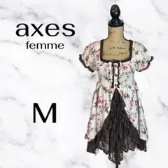 美品✨【axes femme】花柄レースワンピース　透け感　ストレッチ　薄手　M