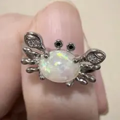 カニさん リング カニ モチーフ リング 指輪 オパール風 フリーサイズのサムネイル