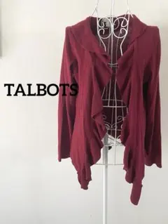 【TALBOTS】ドレープ カーディガン ワインレッド 赤 ニット S ボルドーのサムネイル