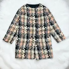 DAMA collection ダーマコレクション ツイード ノーカラーコート