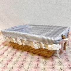 ヴィンテージ 布付きバスケット