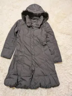 コムサイズム　フード付きロングダウンジャケット ブラック　L　ダウン　フェザー