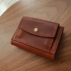 【イタリアンレザー】三つ折りコンパクトウォレット フルハンドメイド 総手縫い